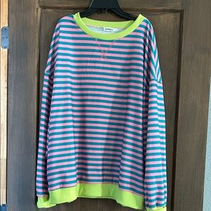 Striped Pink and Green Sweatshirt